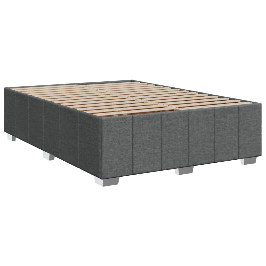 vidaXL Box spring postelja z vzmetnico temno siva 140x200 cm blago