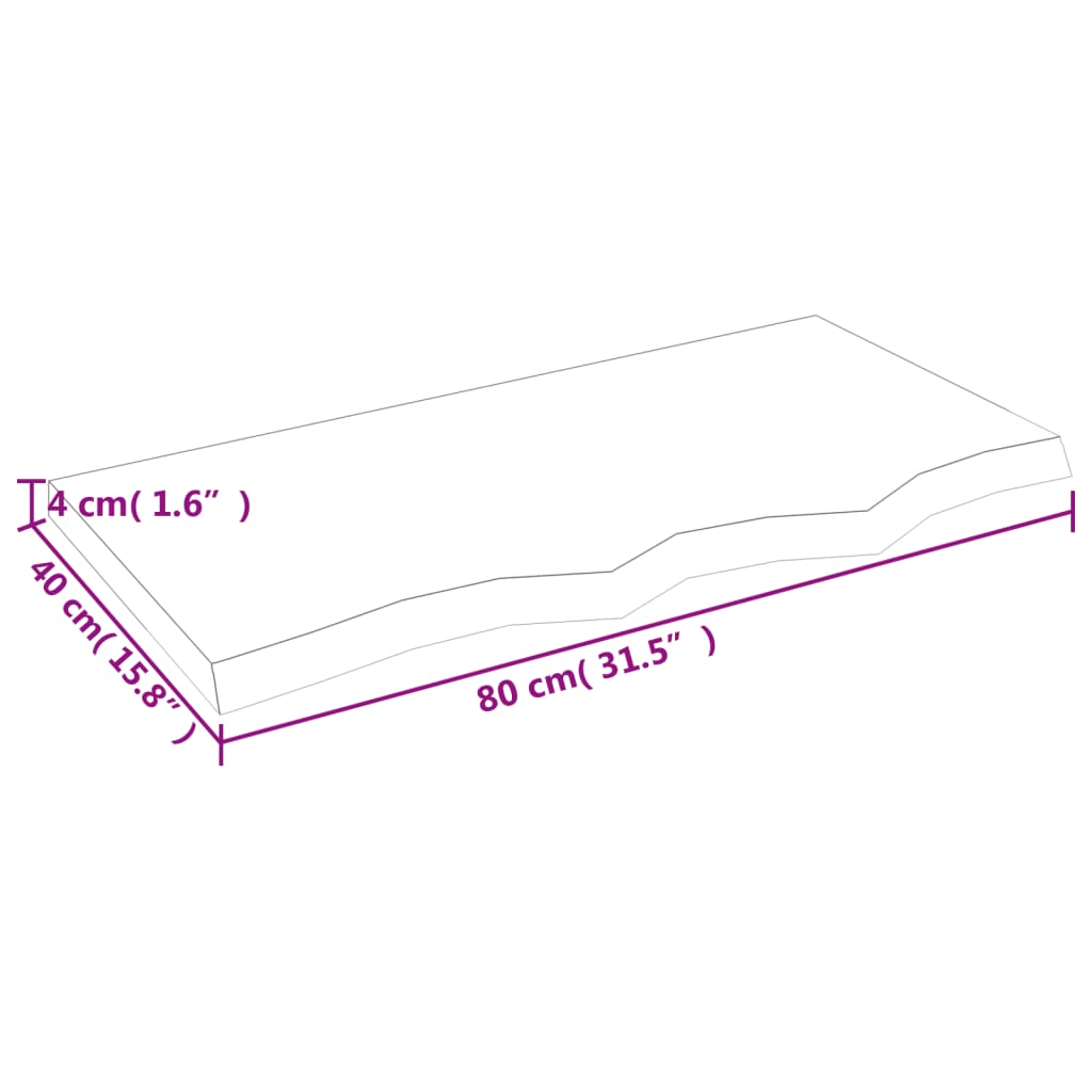 vidaXL Stenska polica svetlo rjava 80x40x(2-4) cm trdna hrastovina