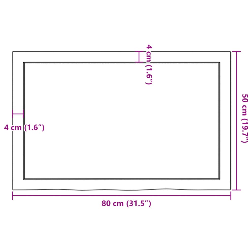 vidaXL Mizna plošča 80x50x(2-6) cm neobdelana trdna hrastovina