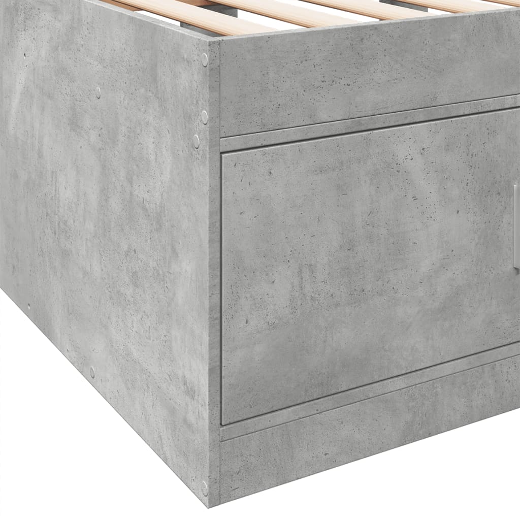 vidaXL Dnevna postelja s predali betonsko siva 100x200 cm inž. les