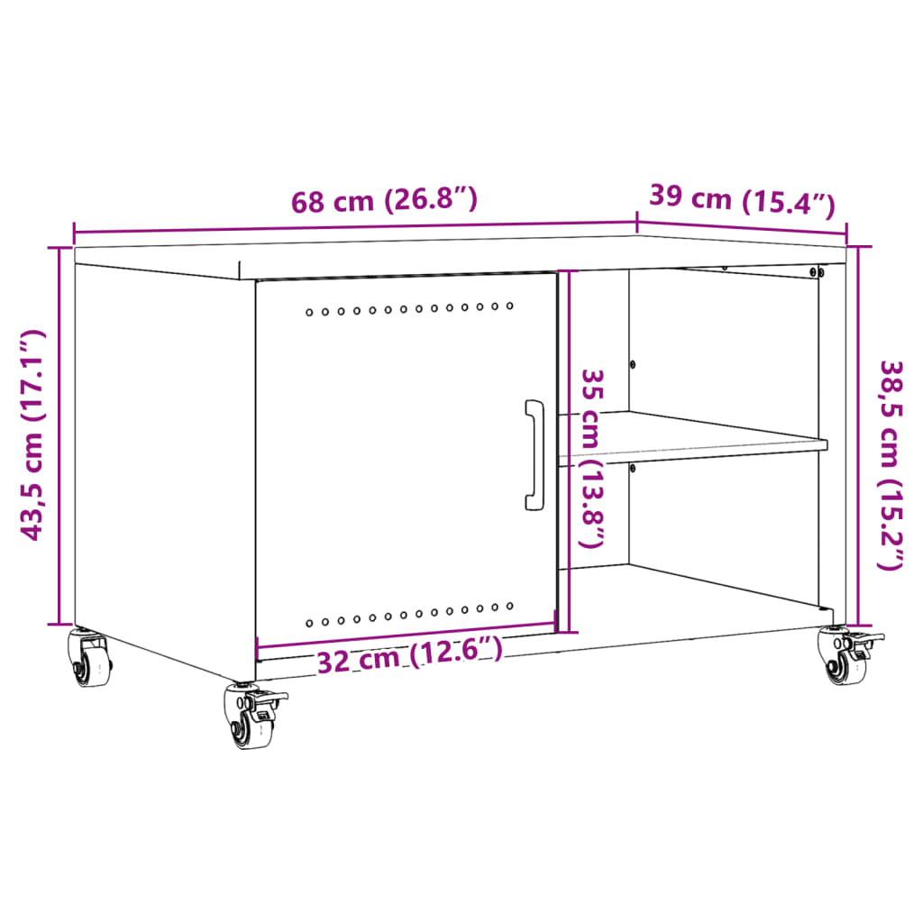 vidaXL TV omarica olivno zelena 68x39x43,5 cm hladno valjano jeklo