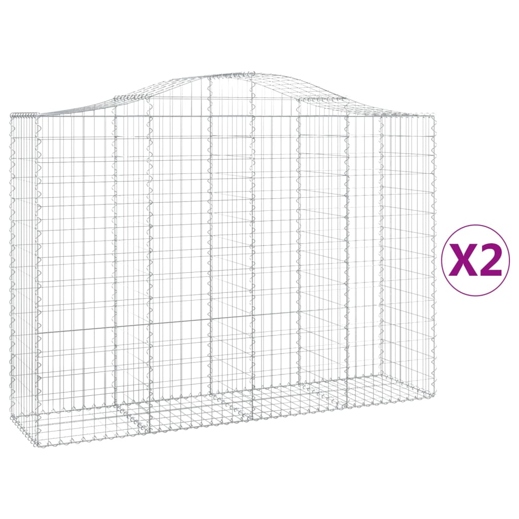 vidaXL Obokane gabion košare 2 kosi 200x50x140/160 cm pocinkano železo