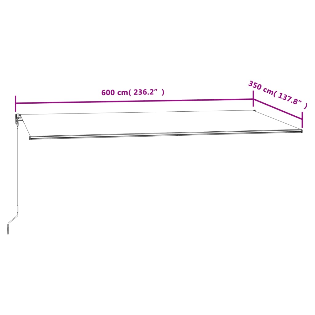 vidaXL Avtomatsko zložljiva tenda 600x350 cm oranžna in rjava