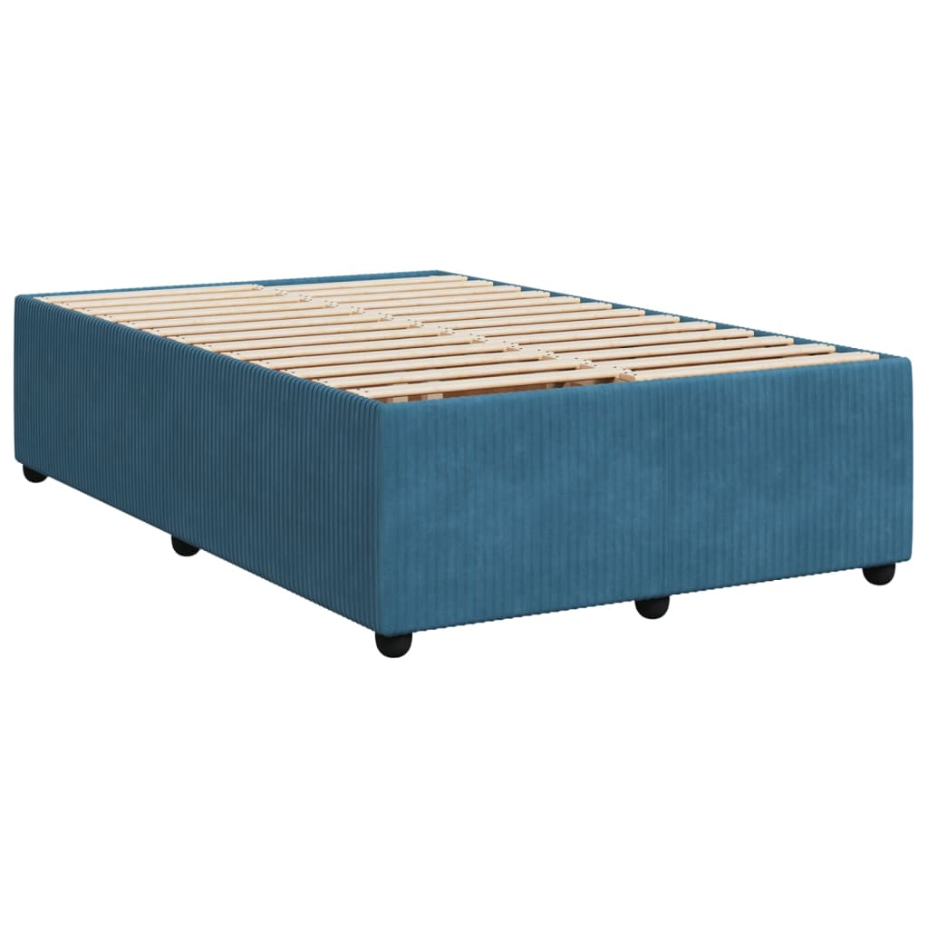 vidaXL Box spring postelja z vzmetnico temno moder 120x190 cm žamet