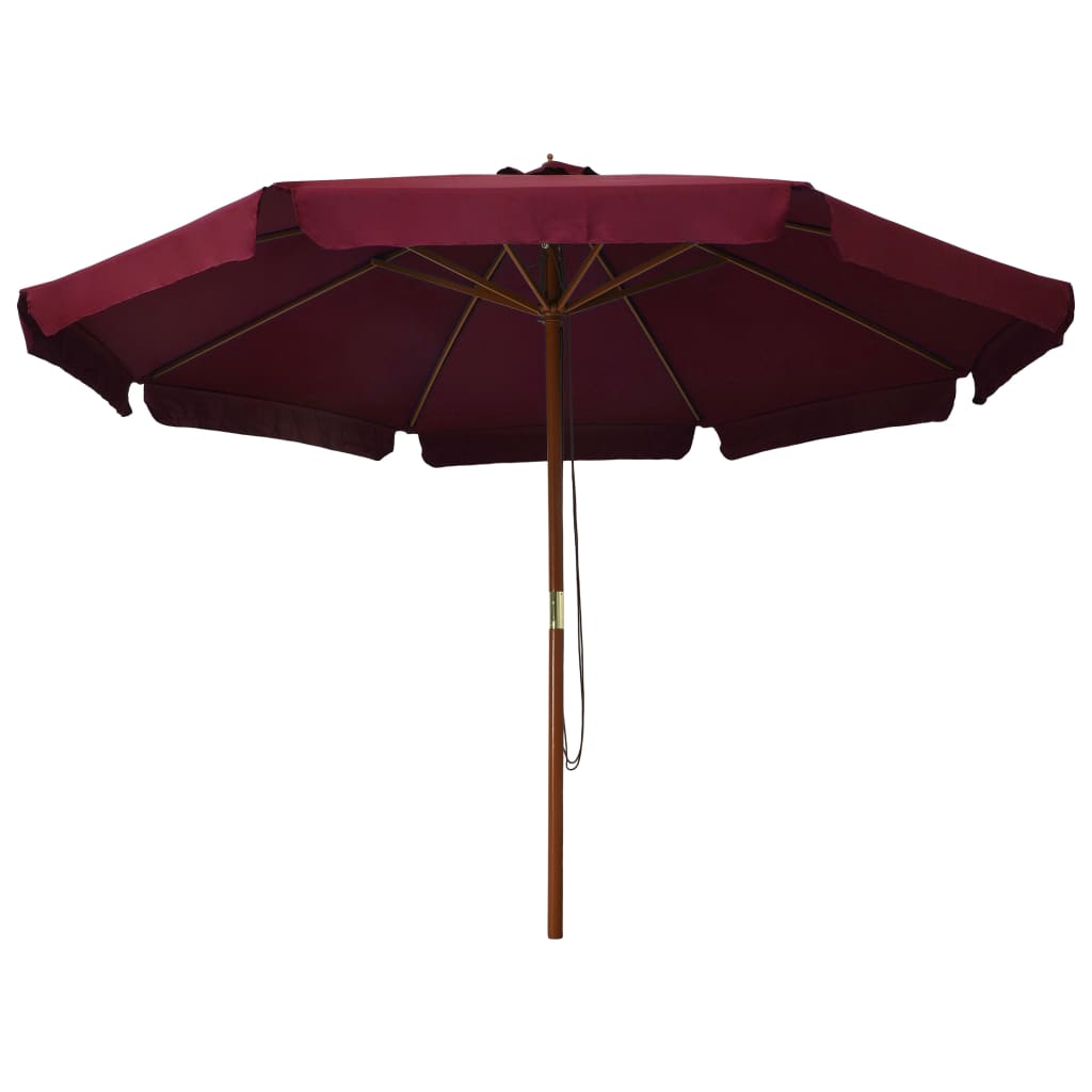 vidaXL Zunanji senčnik z lesenim drogom 330 cm bordo