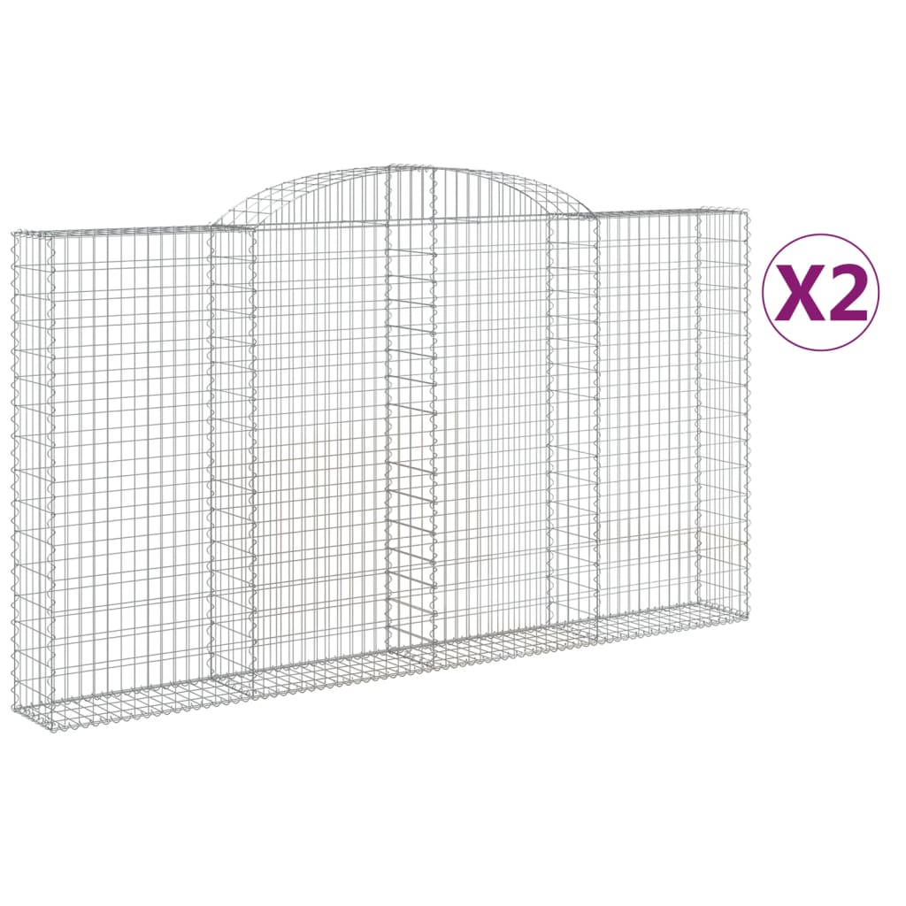 vidaXL Obokane gabion košare 2 kosa 300x30x160/180 cm pocinkano železo