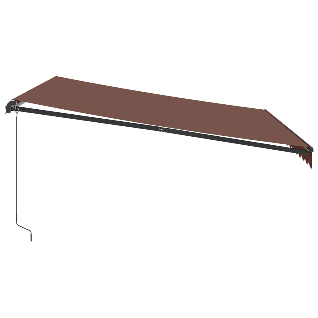 vidaXL Ročno zložljiva tenda LED rjava 400x350 cm