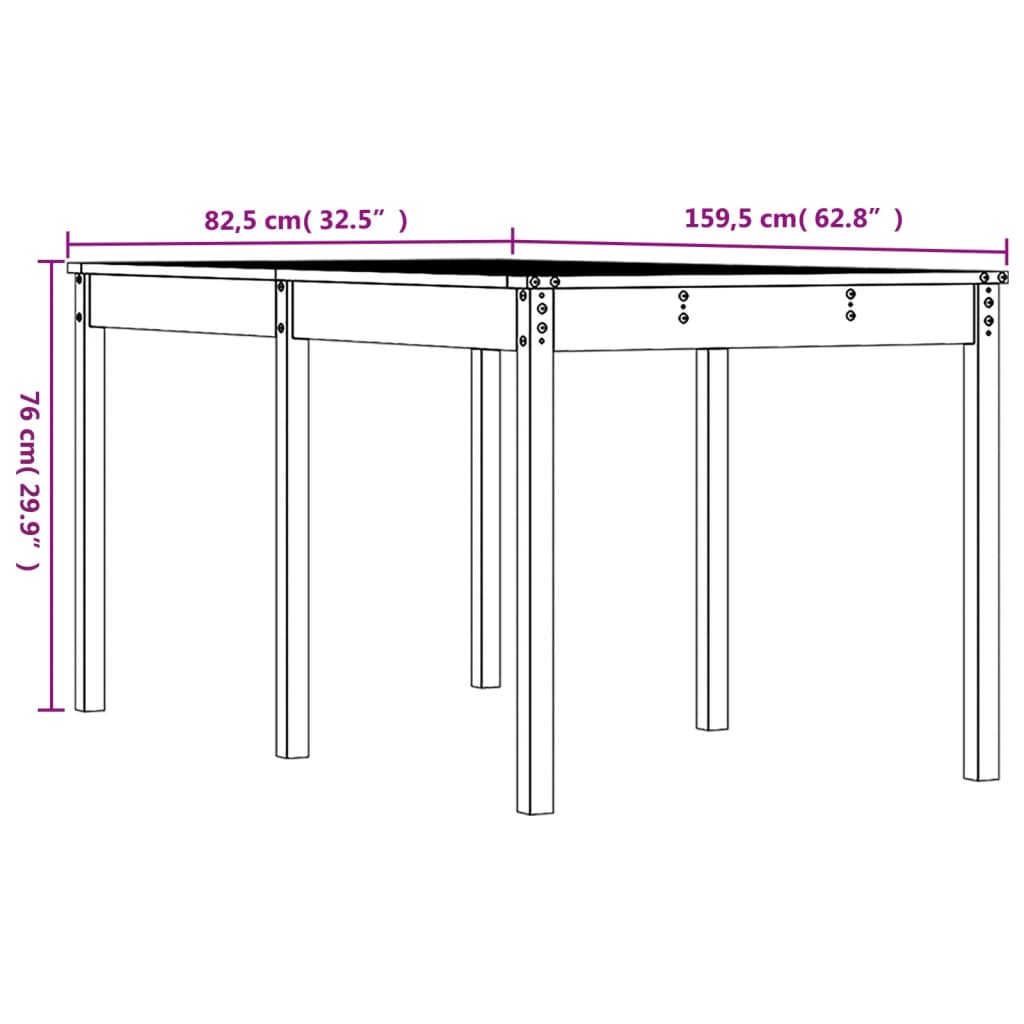 vidaXL Vrtna miza 159,5x82,5x76 cm trden les douglas