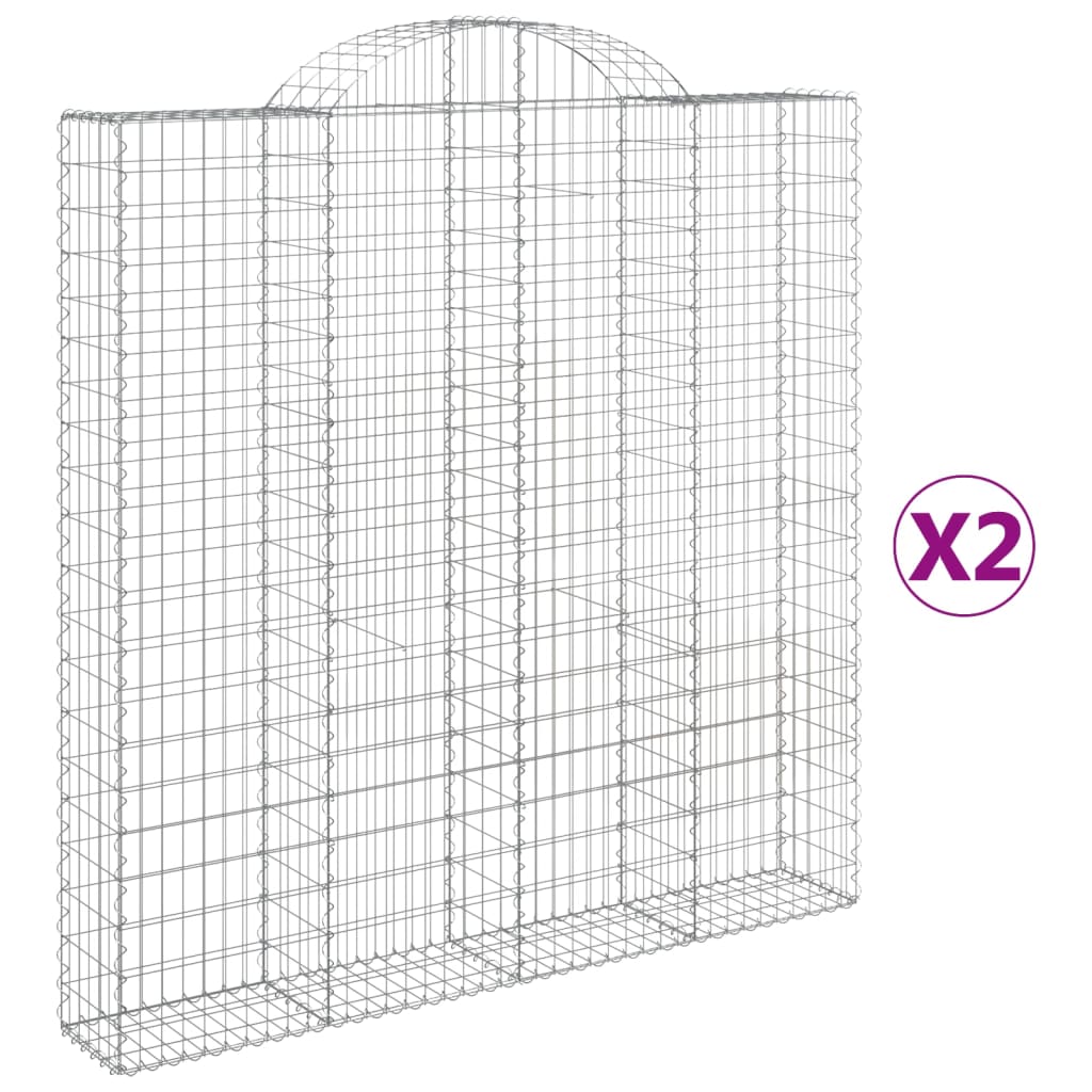 vidaXL Obokane gabion košare 2 kosa 200x30x200/220 cm pocinkano železo