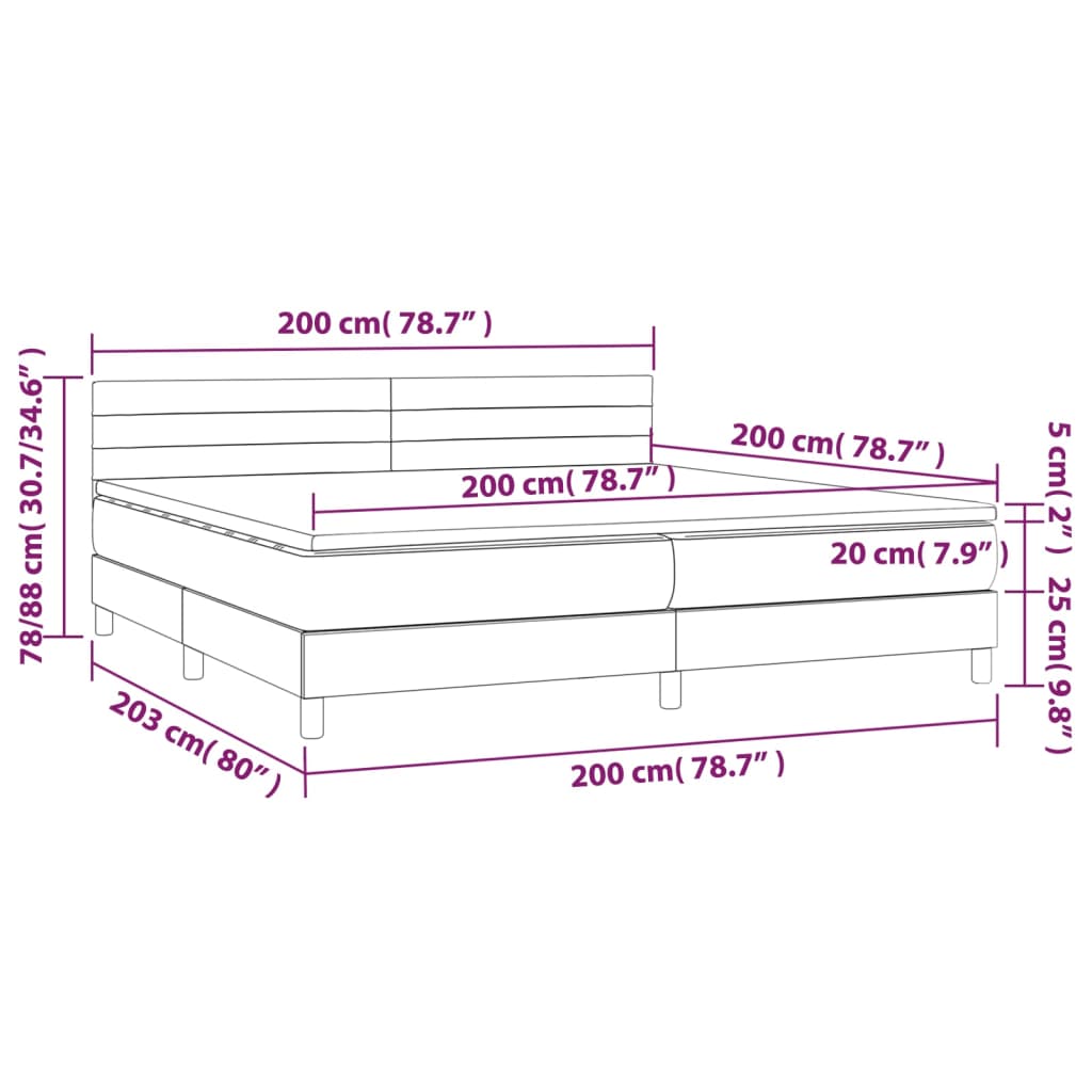 vidaXL Box spring postelja z vzmetnico temno rjav 200x200 cm blago