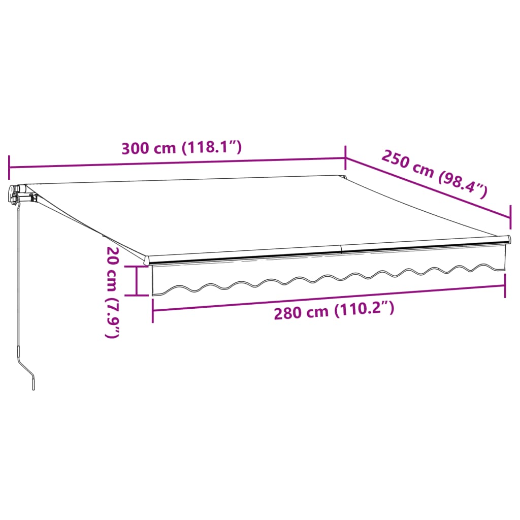 vidaXL Ročno zložljiva tenda bordo 300x250 cm