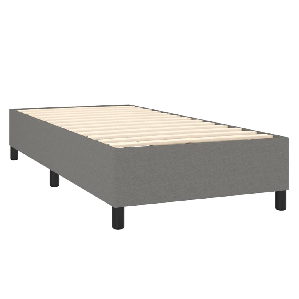 vidaXL Box spring postelja z vzmetnico temno siva 90x200 cm blago