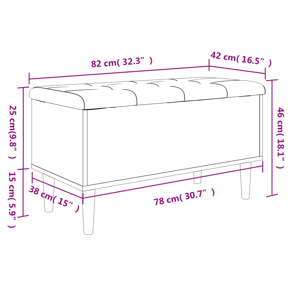 vidaXL Klop za shranjevanje rjavi hrast 82x42x46 cm inženirski les