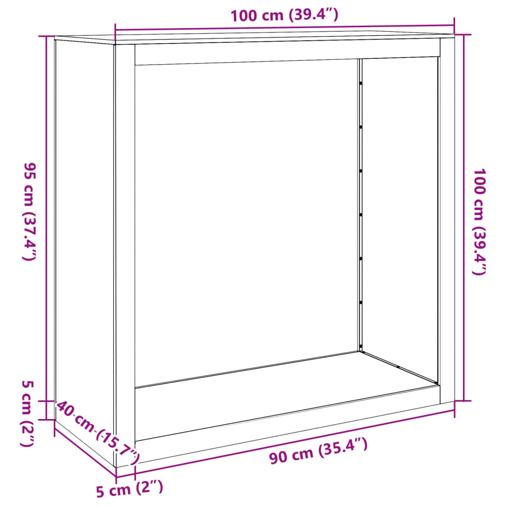 vidaXL Stojalo za drva črno 100x40x100 cm jeklo