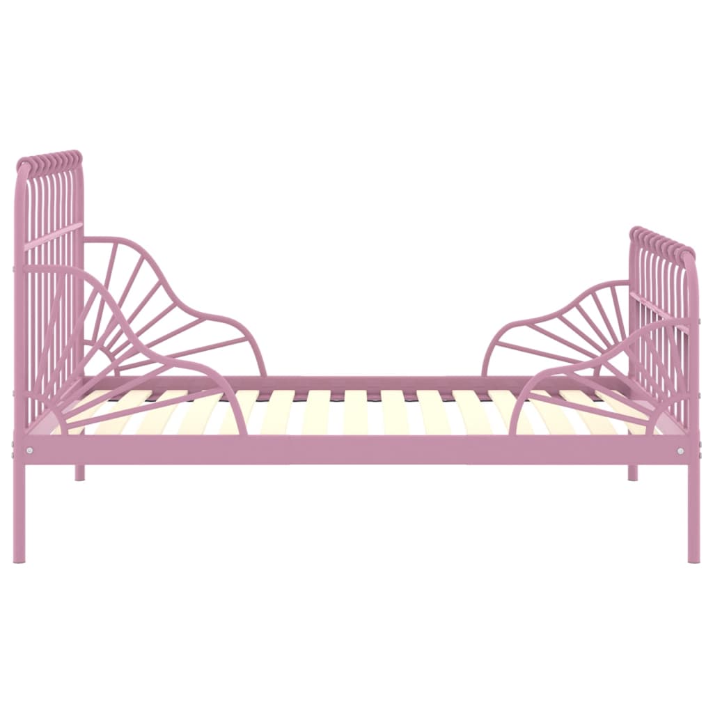 vidaXL Raztegljiv posteljni okvir roza kovinski 80x130/200 cm