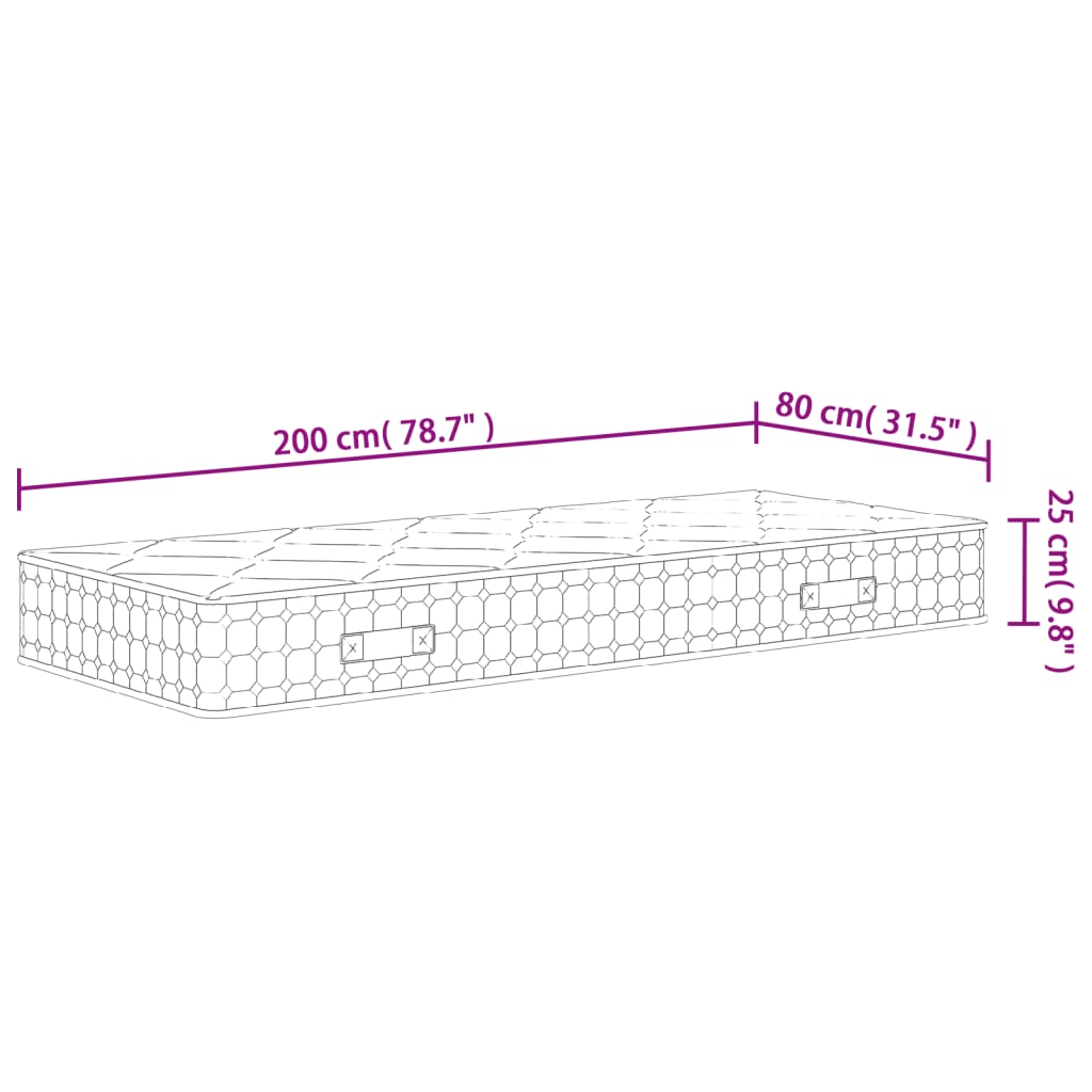 vidaXL Vzmetnica z žepkastim vzmetenjem srednje trda 80x200 cm