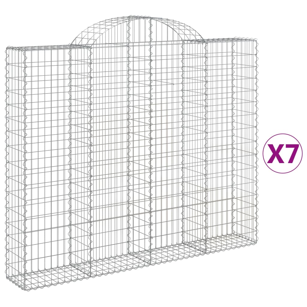 vidaXL Obokane gabion košare 7 kosov 200x30x160/180cm pocinkano železo