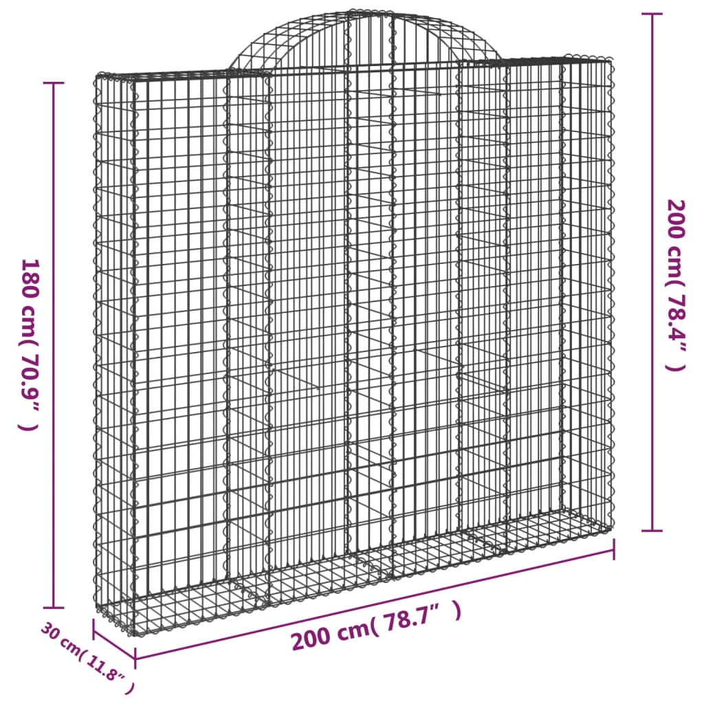 vidaXL Obokane gabion košare 3 kosi 200x30x180/200 cm pocinkano železo