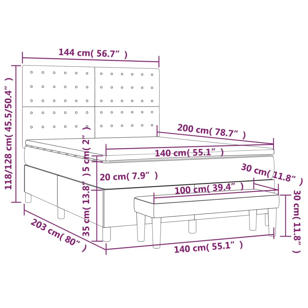 vidaXL Box spring postelja z vzmetnico črna 140x200 cm blago