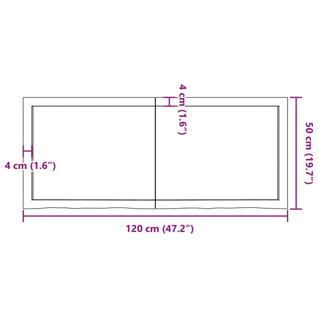 vidaXL Kopalniški pult temno rjav 120x50x(2-4) cm obdelan trden les