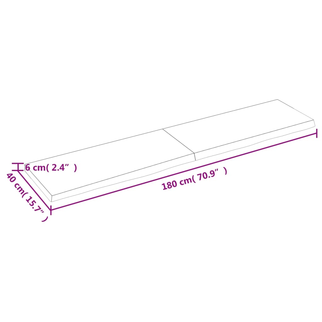 vidaXL Mizna plošča rjav 180x40x(2-6)cm obdelana trdna hrastovina