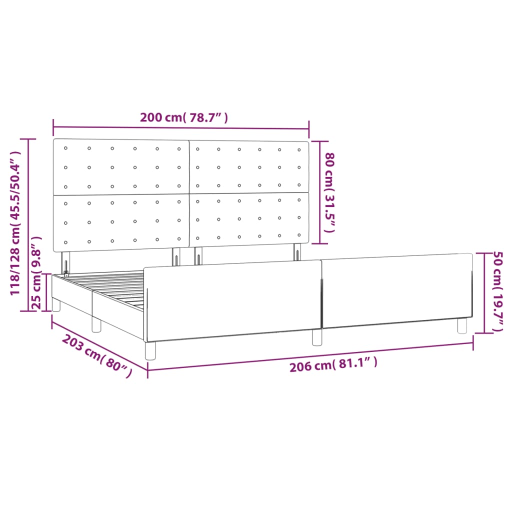 vidaXL Posteljni okvir z vzglavjem bel 200x200 cm umetno usnje