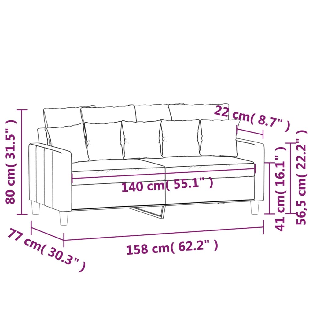 vidaXL Kavč dvosed rjav 140 cm žamet