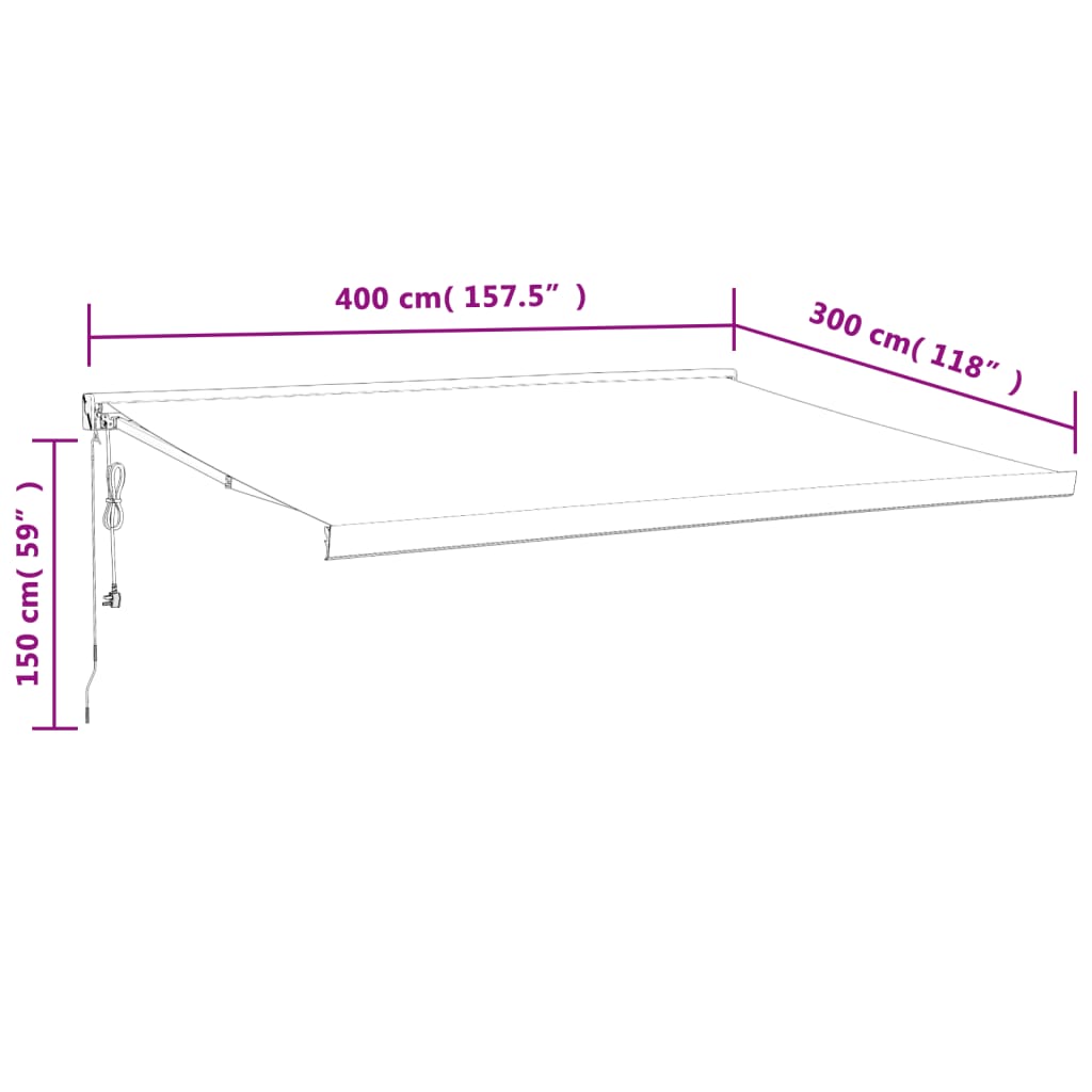 vidaXL Zložljiva tenda rumena in bela 4x3 m blago in aluminij