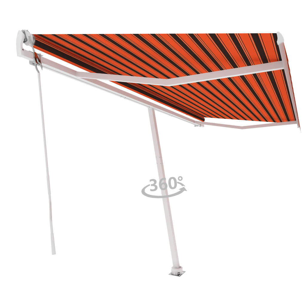 vidaXL Prostostoječa avtomatska tenda 500x300 cm oranžna/rjava