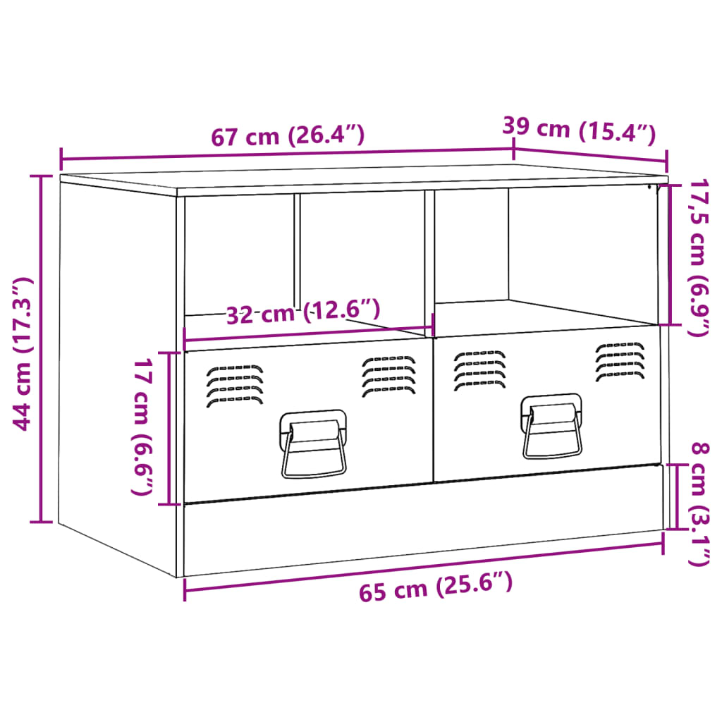 vidaXL TV omarica bela 67x39x44 cm jeklo