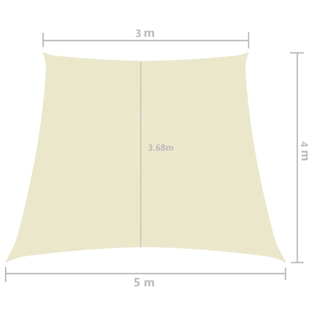 vidaXL Senčno jadro oksford blago trapez 3/5x4 m krem