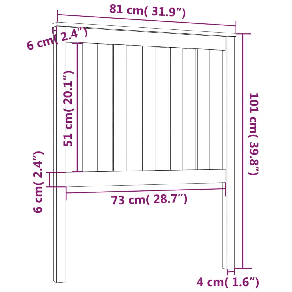 vidaXL Posteljno vzglavje 81x6x101 cm trdna borovina