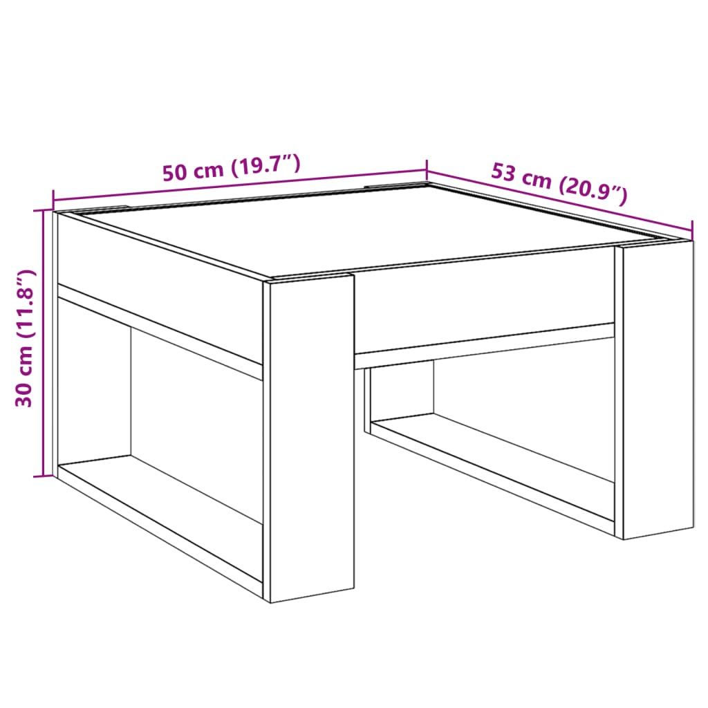 vidaXL Klubska mizica z neskončnimi LED siva sonoma 50x53x30 cm