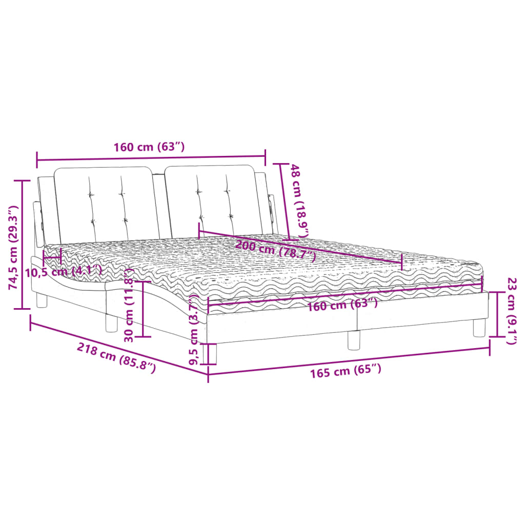 vidaXL Postelja z vzmetnico rjava 160x200 cm umetno usnje