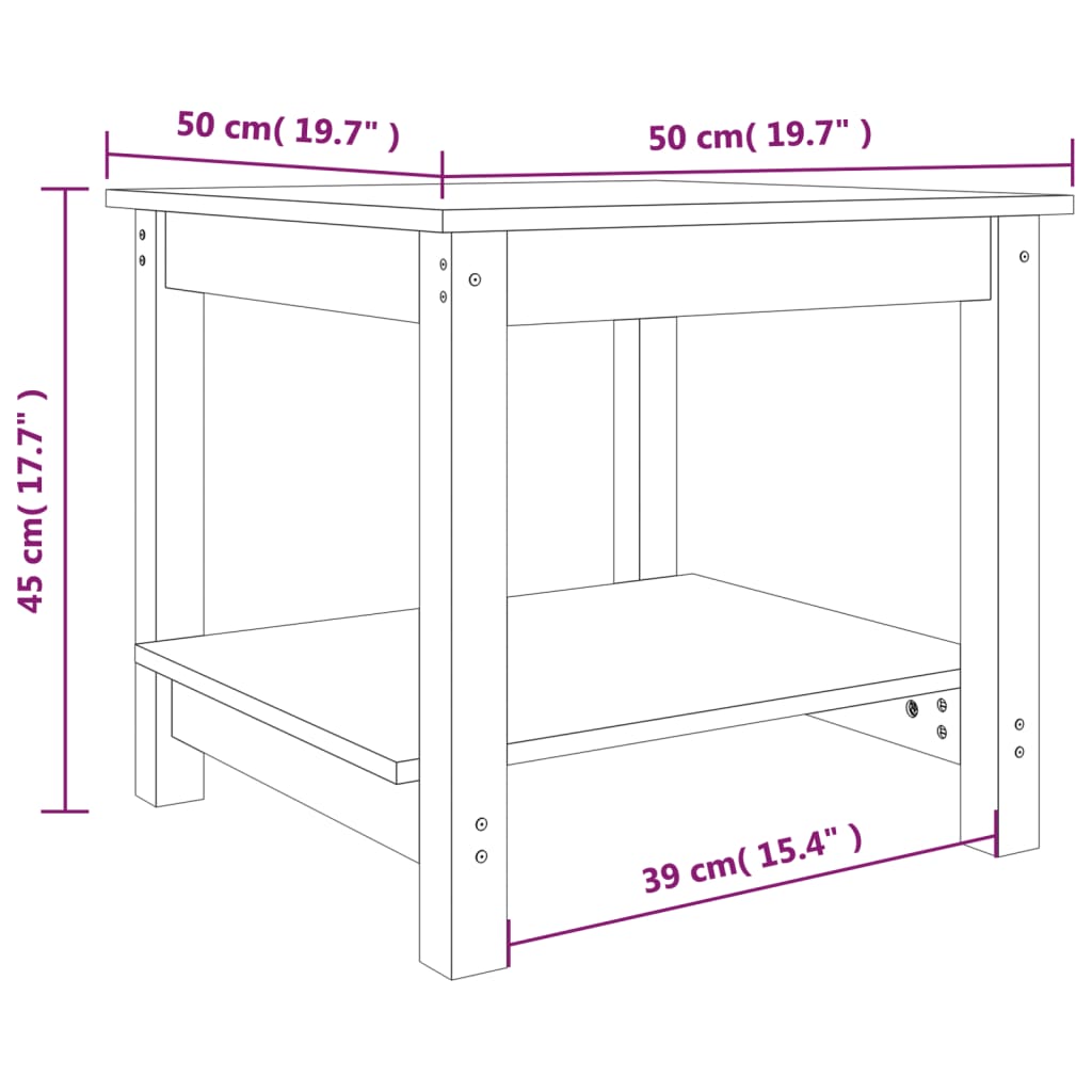 vidaXL Klubska mizica medeno rjava 50x50x45 trdna borovina