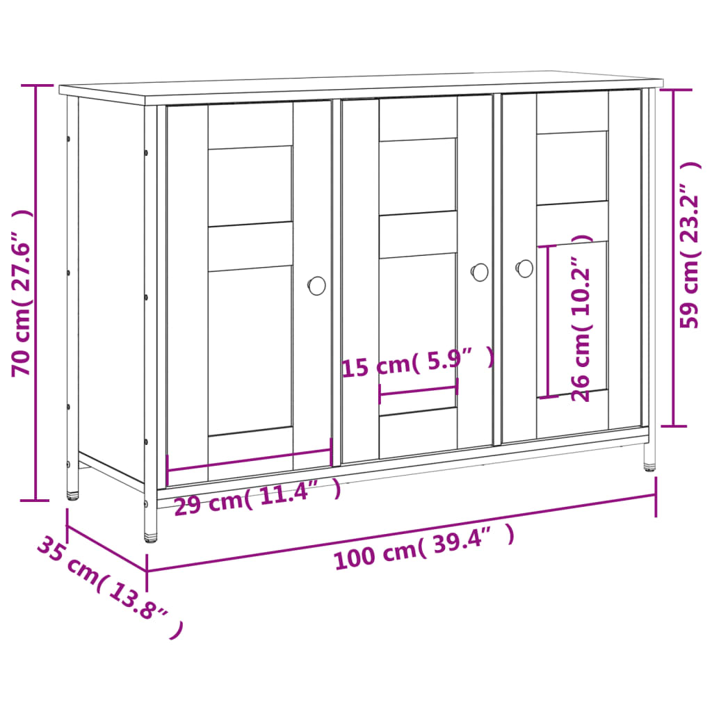 vidaXL Komoda rjavi hrast 100x35x70 cm inženirski les