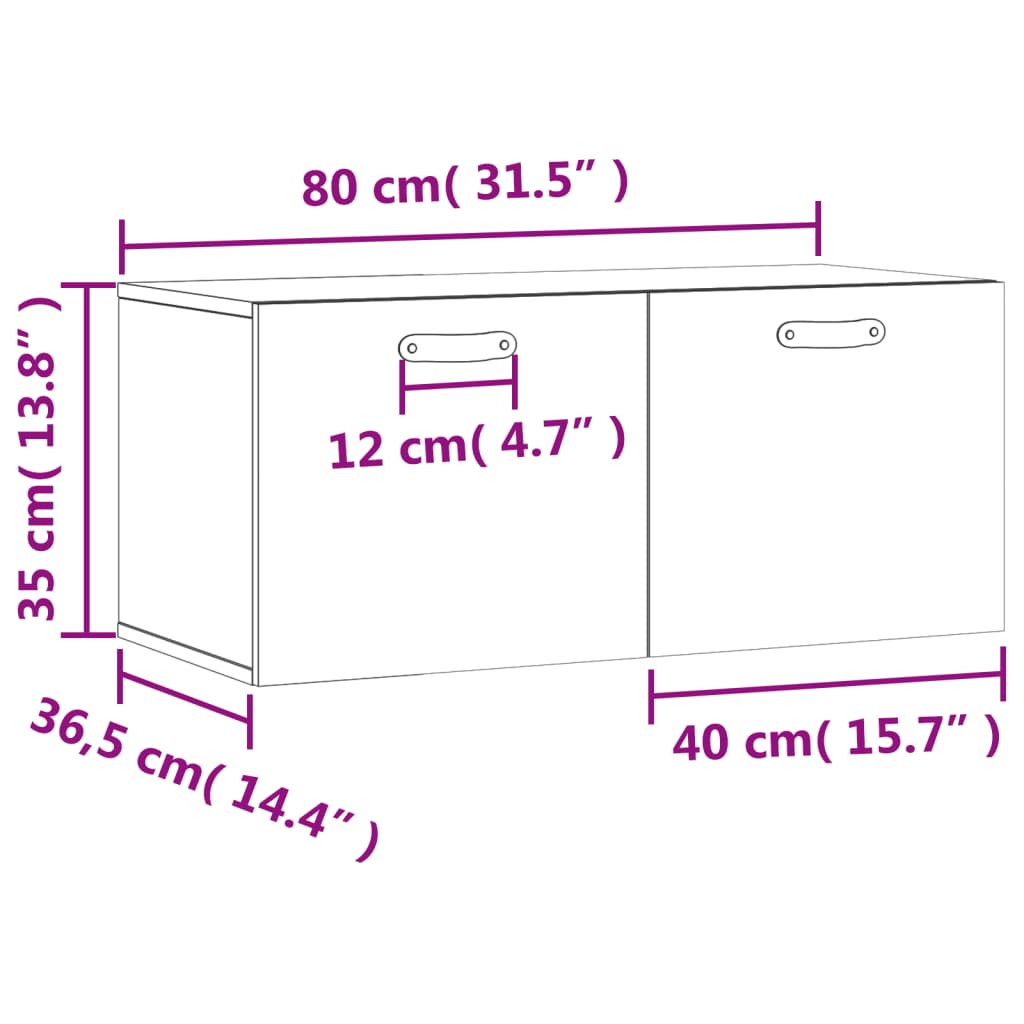 vidaXL Stenska omarica rjavi hrast 80x36,5x35 cm inženirski les