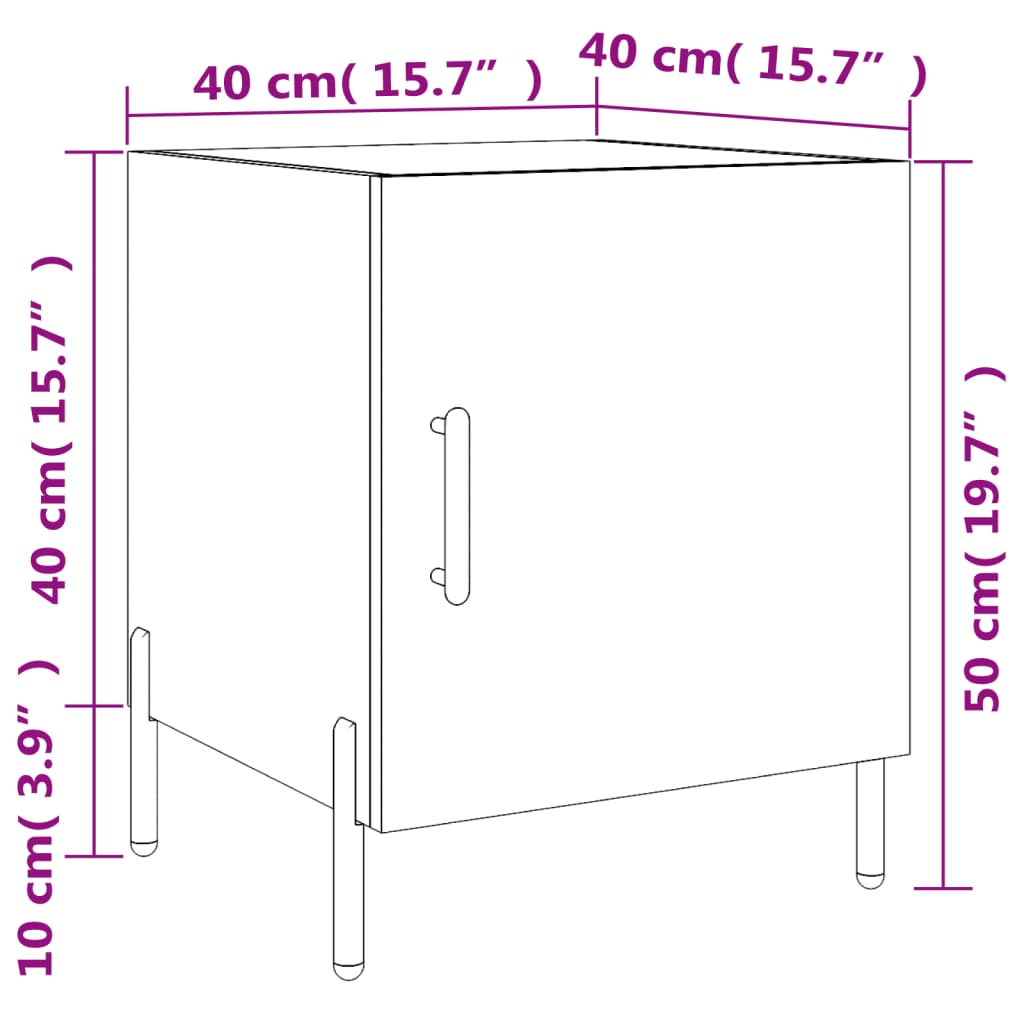 vidaXL Nočna omarica 2 kosa betonsko siva 40x40x50 cm inženirski les