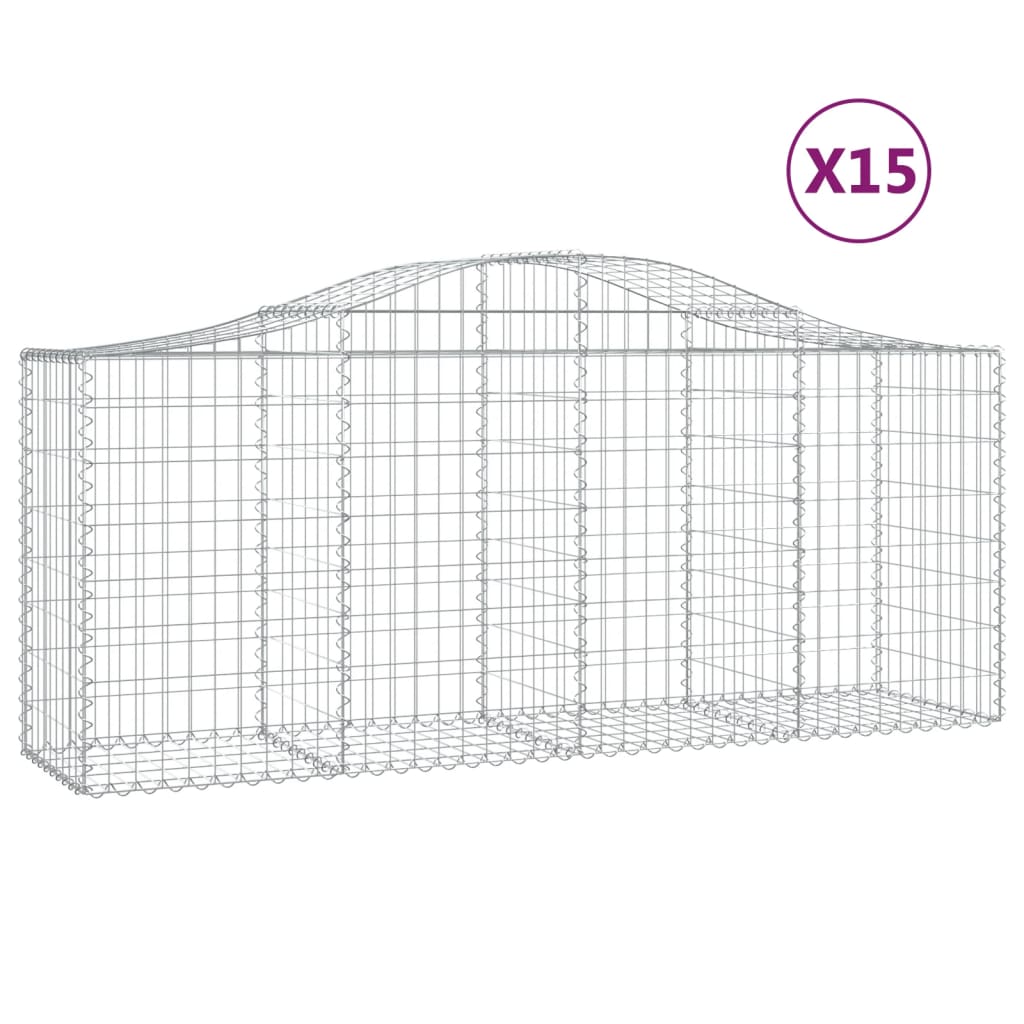 vidaXL Obokane gabion košare 15 kosov 200x50x80/100 cm cinkano železo