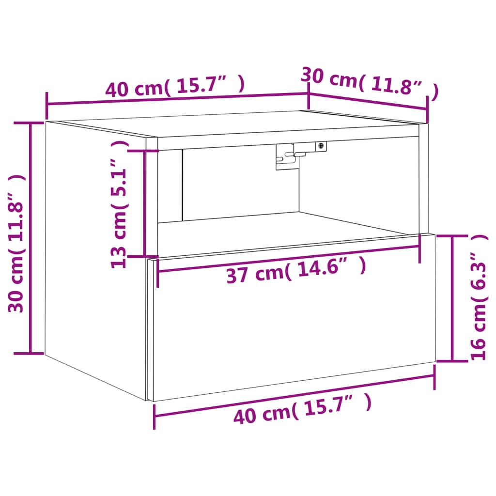 vidaXL Stenske TV omarice 2 kosa črne 40x30x30 cm inženirski les