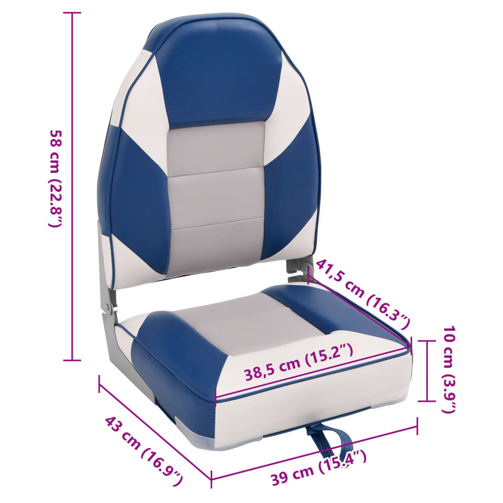 vidaXL Zložljiv sedež za čoln z visokim naslonjalom 2 kosa