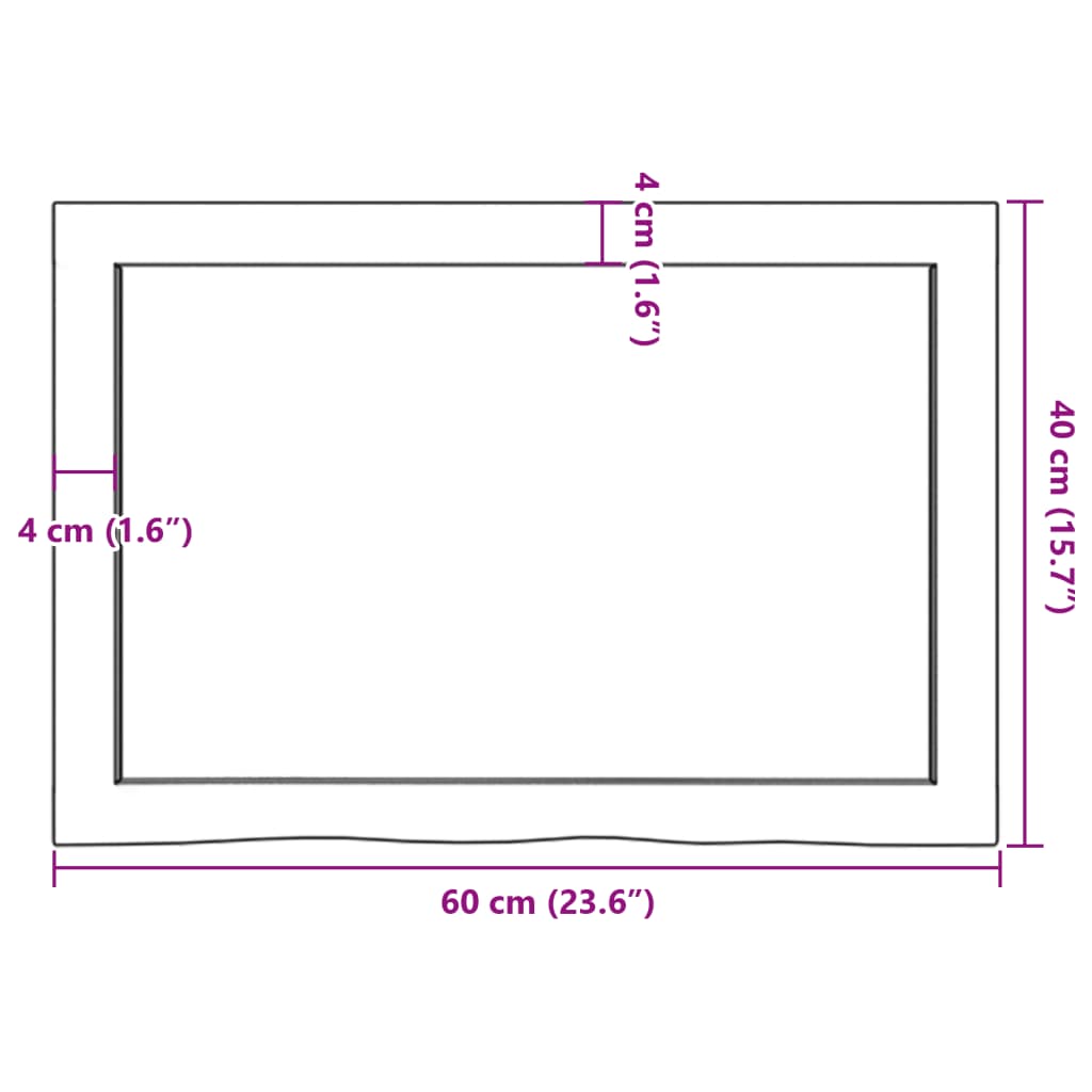 vidaXL Mizna plošča 60x40x(2-4) cm neobdelana trdna hrastovina