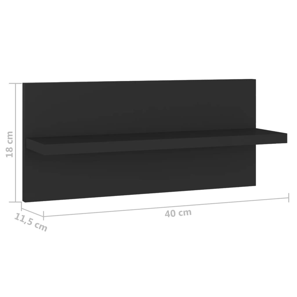 vidaXL Stenske police 4 kosi črne 40x11,5x18 cm inženirski les