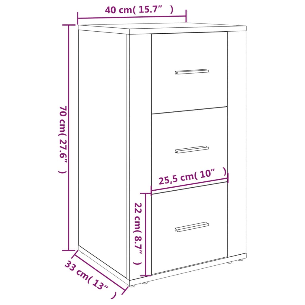 vidaXL Komoda betonsko siva 40x33x70 cm inženirski les