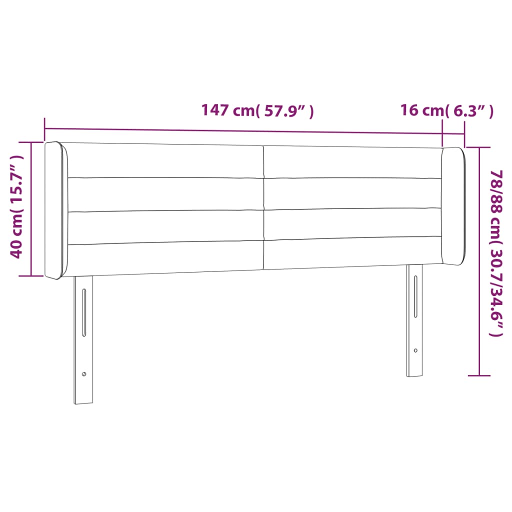 vidaXL LED posteljno vzglavje zeleno 147x16x78/88 cm blago