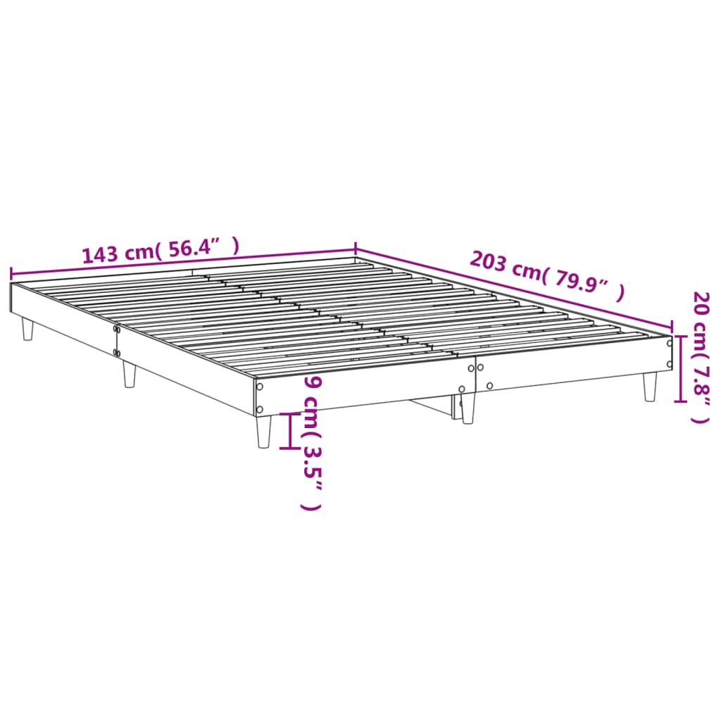 vidaXL Posteljni okvir brez vzmetnice hrast 140x200 cm inženirski les