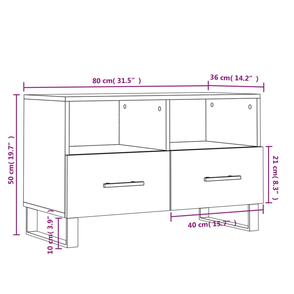 vidaXL TV omarica črna 80x36x50 cm inženirski les