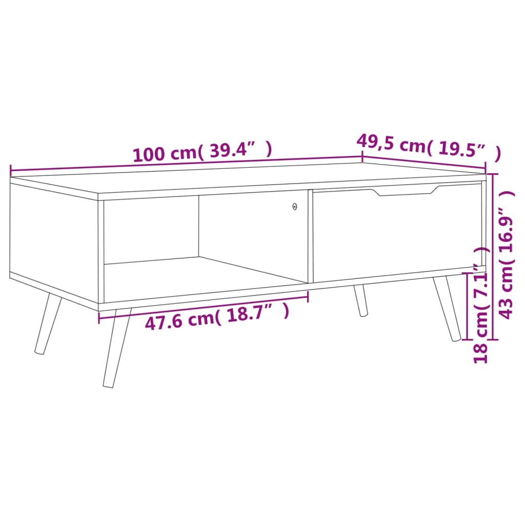 vidaXL Klubska mizica betonsko siva 100x49,5x43 cm inženirski les