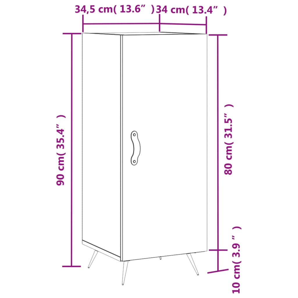 vidaXL Komoda bela 34,5x34x90 cm inženirski les