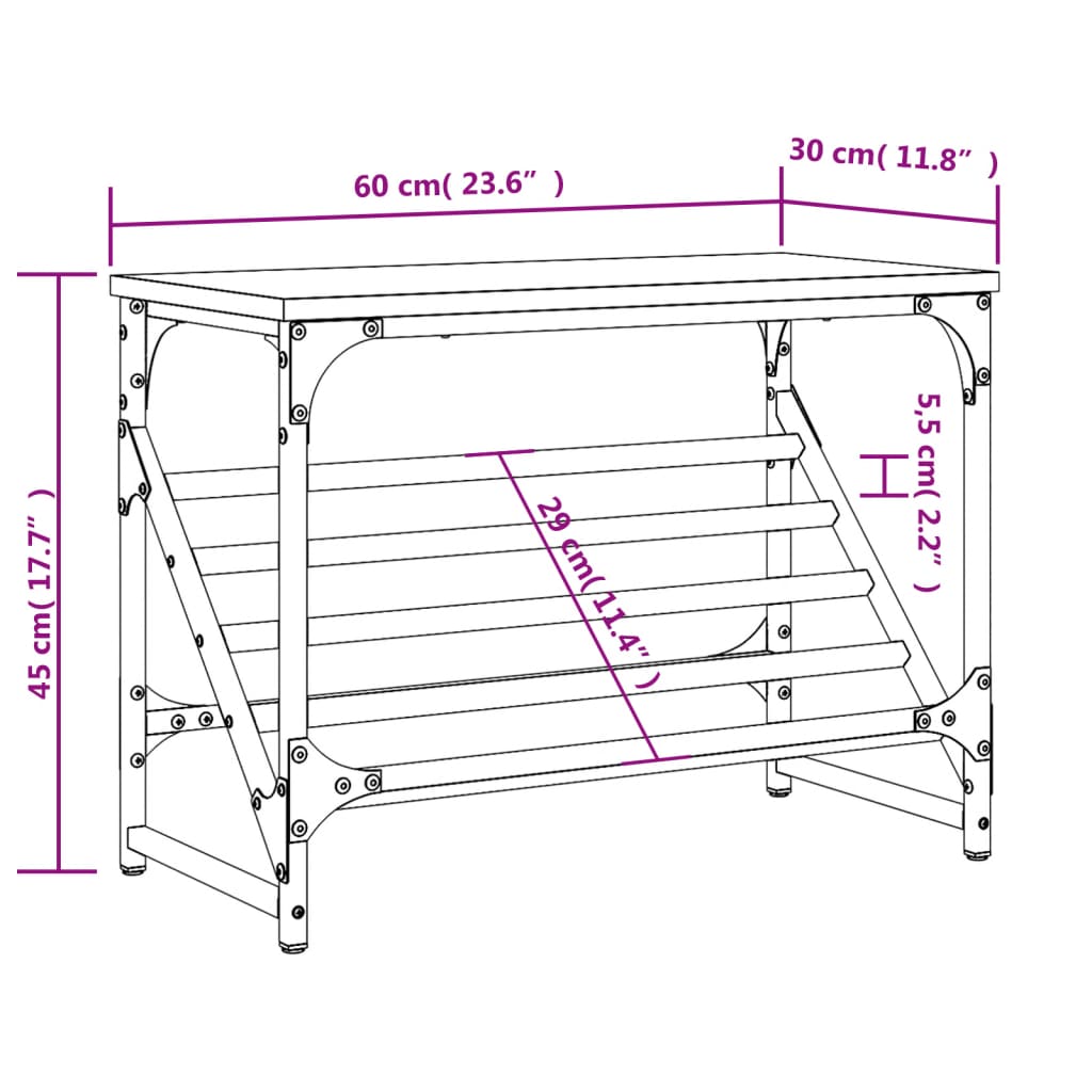 vidaXL Regal za čevlje črn 60x30x45 cm inženirski les